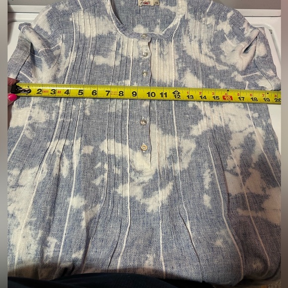 Faherty Sky Blue Tie Dye Linen Blend Shirt Dress Size Small summer beach resort - Picture 9 of 15